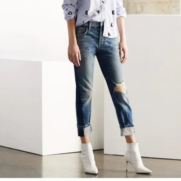 Current/Elliott Denim - Current/Elliott The Selvedge Taper Distressed Jean